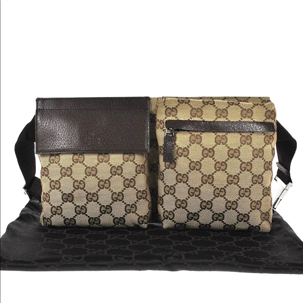 Authentic Gucci brown monogram canvas waist bag fanny pack bum bag
